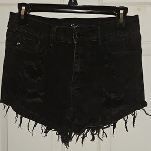 KanCan Black Frayed Jean Shorts
